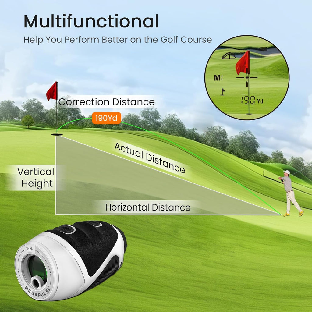 PEAKPULSE Mini Golf Range Finder - 1200 Yards, 7X Magnification, Rechargeable, Lightweight 6oz