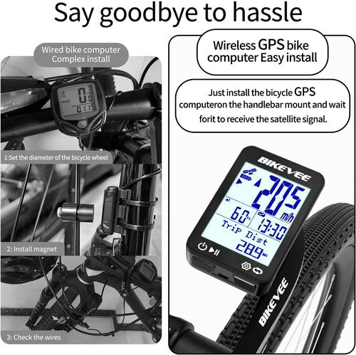 GPS Speedometer & Odometer by [Brand Name] - Wireless Bike Computer with Auto Start/Stop & IPX7 Waterproof | 2.4” LCD Cycling Tracker
