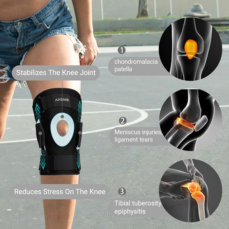 Hinged Knee Brace for Men & Women with Side Stabilizers - Medium (11.8"-17.3")