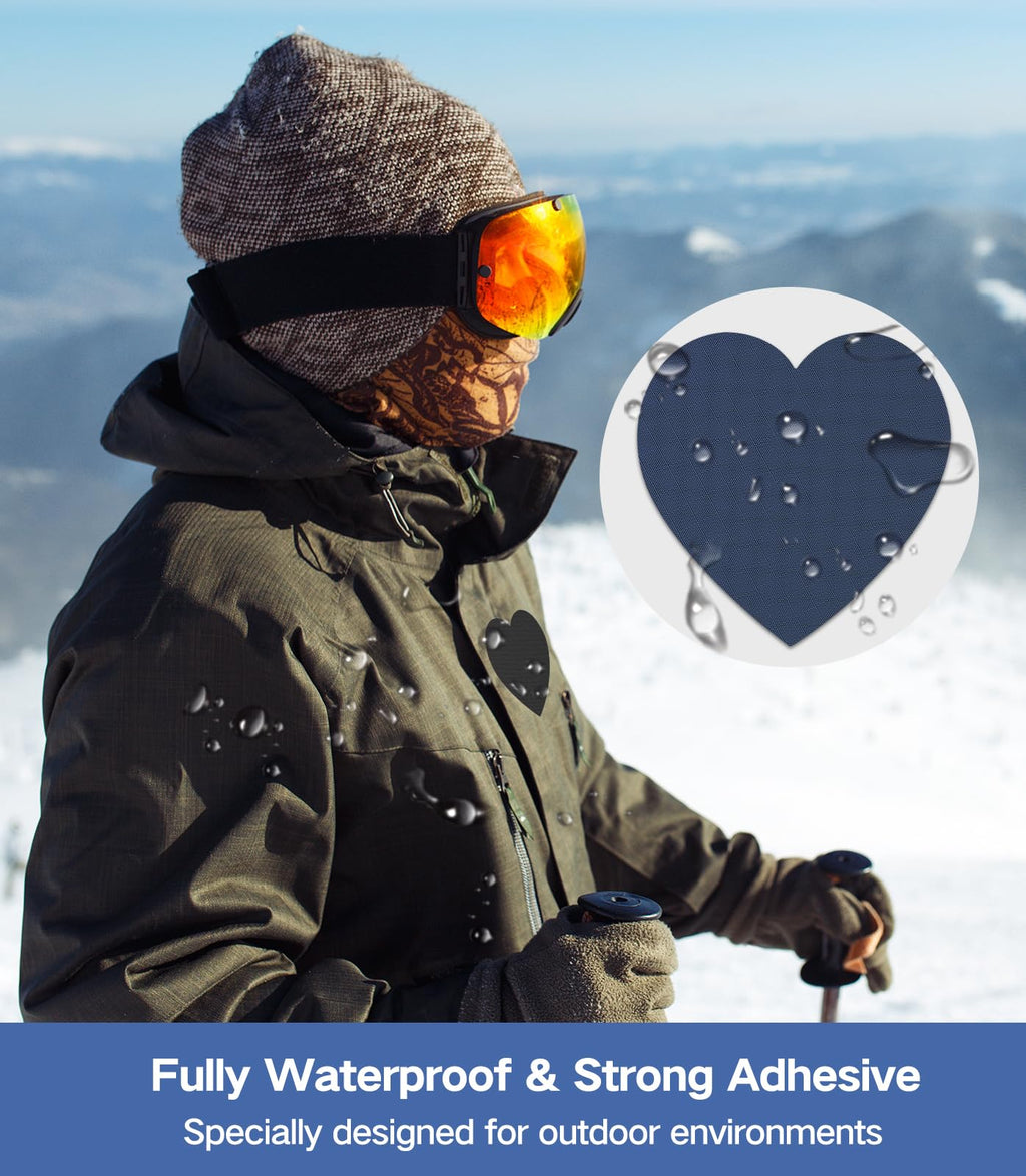 20Pcs Down Jacket Repair Patches Dark Blue Waterproof Self Adhesive Pre-Cut Nylon Repair Patches Kit for Jackets Coats Clothing Tents Sleeping Bags, Heart