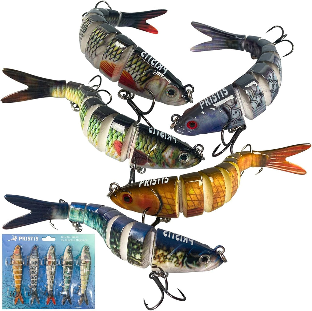 Pristis Lifelike Fishing Plugs - Slow Sinking Swimbaits for Bass & Muskie | Deep Diving Crank Baits Set