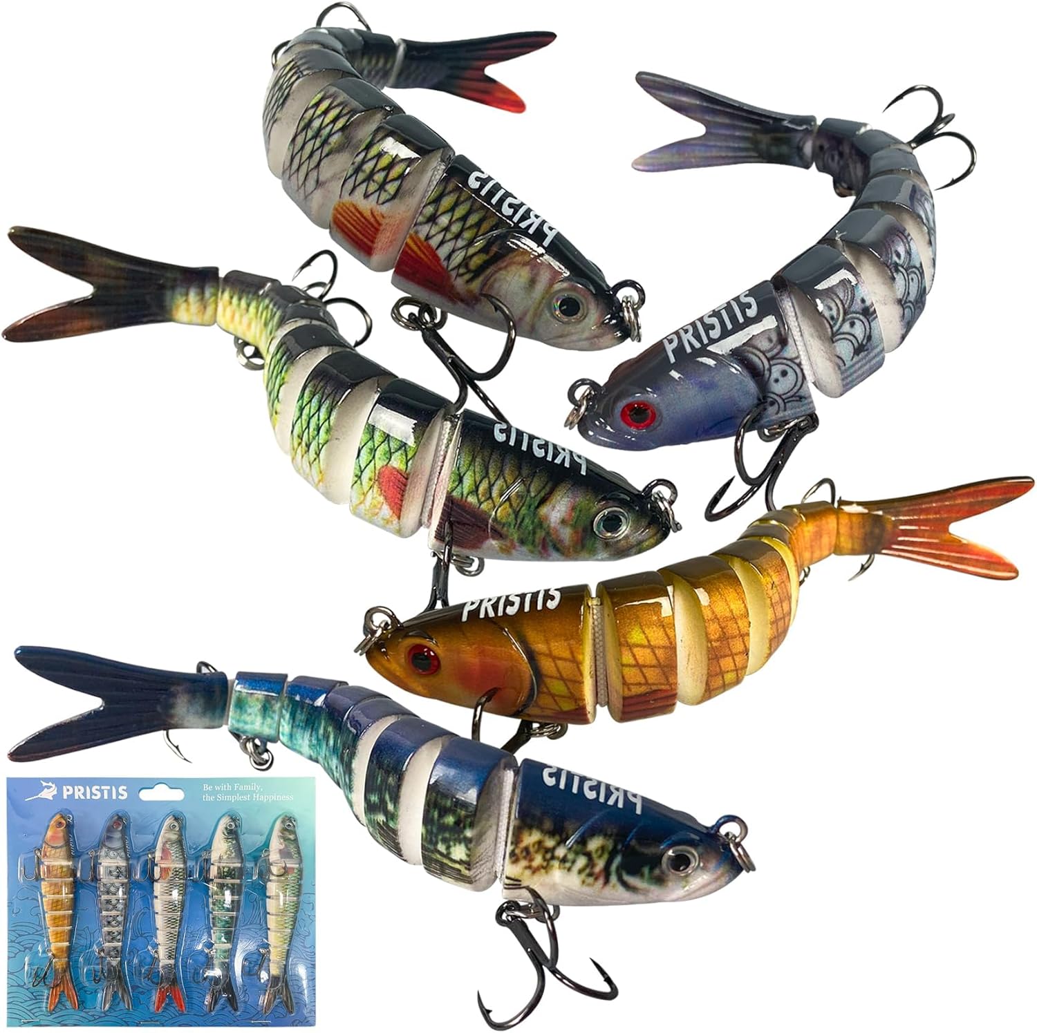 Pristis Lifelike Fishing Plugs - Slow Sinking Swimbaits for Bass & Muskie | Deep Diving Crank Baits Set