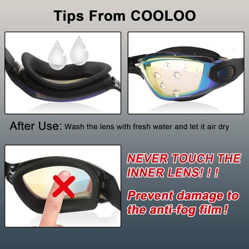COOLOO Swim Goggles - Anti-Fog, UV Protection, Leak-Proof Design | 2 Pack for Adults & Kids