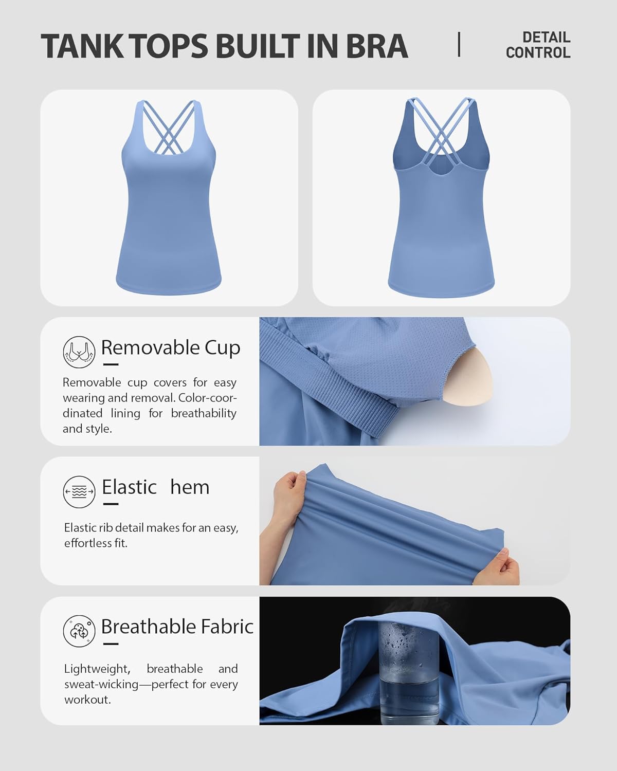 Running Girl Women's Workout Tank Top - Built-In Bra & Crisscross Back | Padded Athletic Yoga Shirt