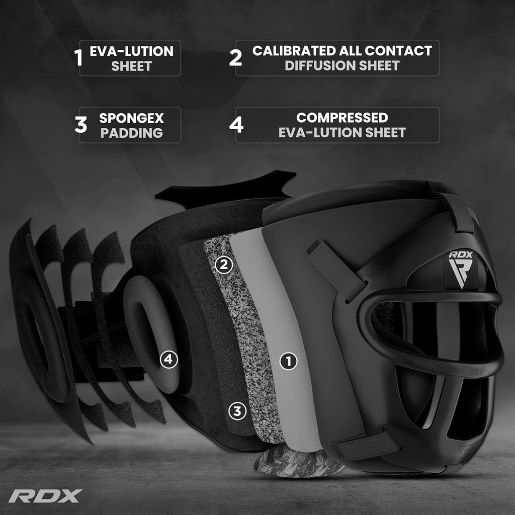 RDX Boxing Headgear - Removable Face Grill for MMA, Muay Thai, Kickboxing & Sparring | Adjustable Fit