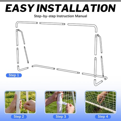 Metal Soccer Goal by [Brand Name] - Rust-Proof Reinforced Frame | PE Soccer Net & Training Cones - 8x6, 12x6, 16x7 FT Sizes