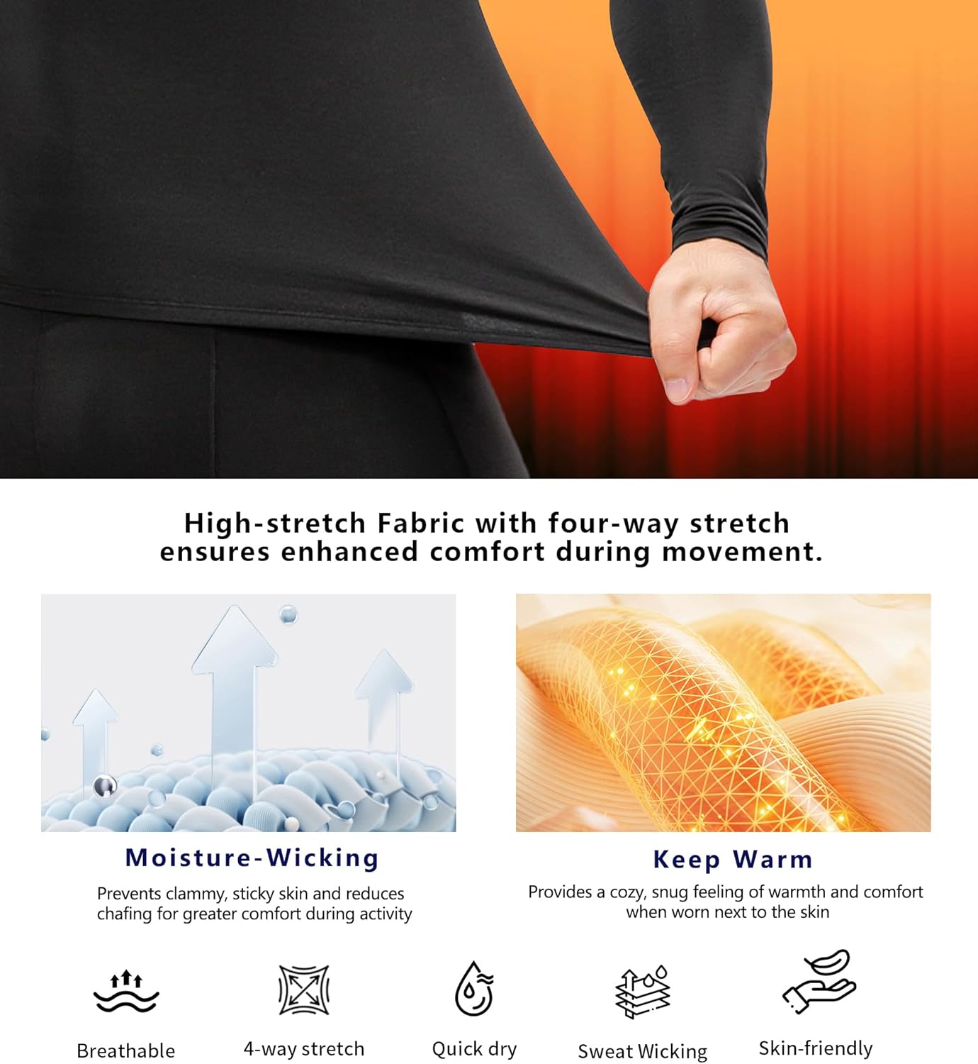 Skiennix Men's Quarter Zip Thermal Compression Shirt - Fleece Long Sleeve Athletic Base Layer Tee