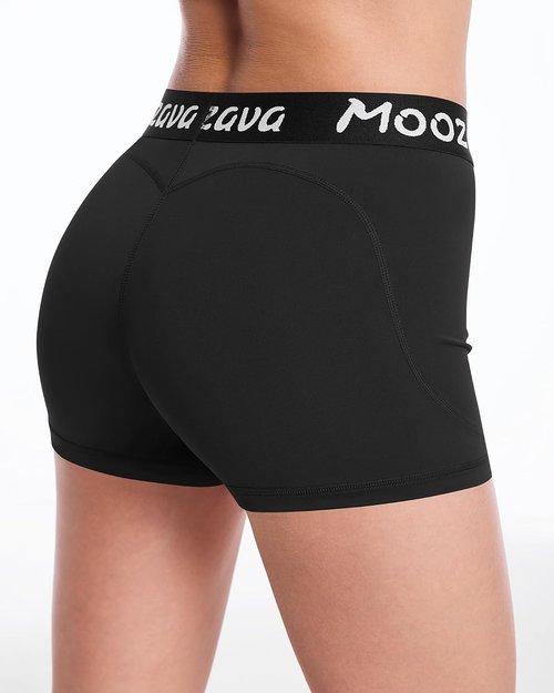Moozava 3" Womens Spandex Volleyball Shorts 3 Pack Athletic Compression Shorts for Running Gym Workout Yoga Cheer Dance