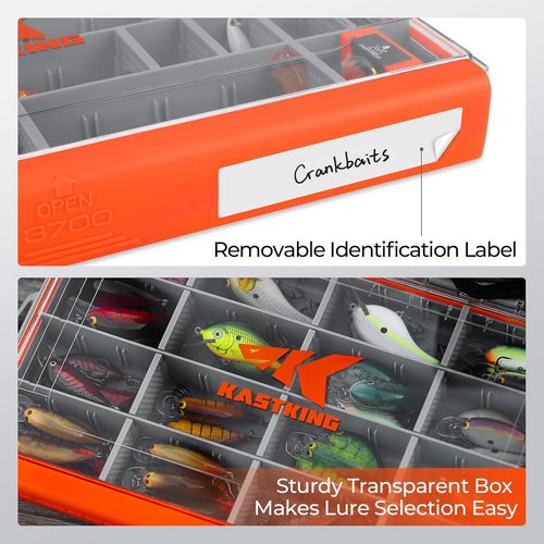 KastKing HyperSeal Waterproof Tackle Box - 3600 & 3700 Size with Removable Dividers | Fishing Organizer