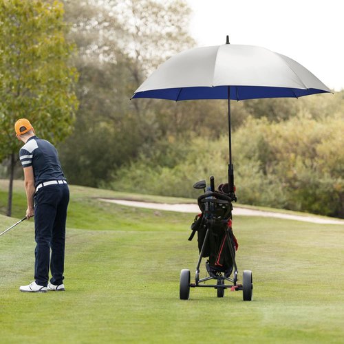 G4Free 62 Inch UV Protection Golf Umbrella UPF 50+ Large Sun Blocking Auto Open Windproof Rain Umbrellas (Silver/Blue)