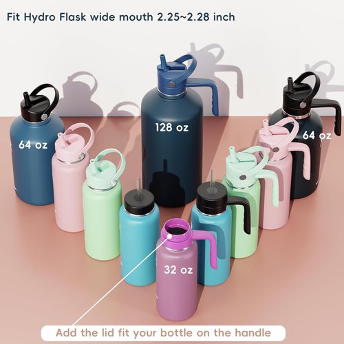 Hydro Flask Replacement Lid - Wide Mouth Water Bottle Cap with Straw | Fits 12-128 oz Sizes