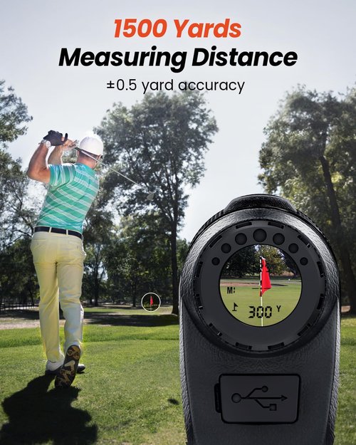 Bestsee Golf Rangefinder - High-Precision 1500 Yards Laser Finder with Slope, 7X Magnification & USB-C Rechargeable