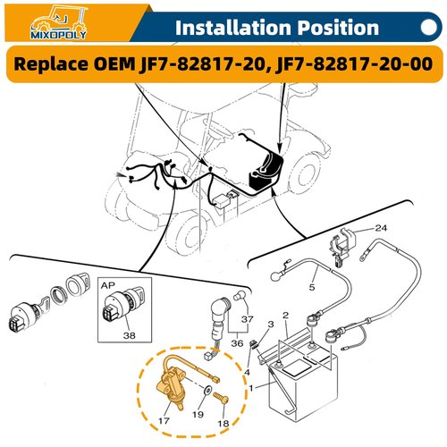 MIXOPOLY Stop Switch for Yamaha G14 G16 G19 G20 G21 G22 G29 Drive Gas and Electric Golf Cart, Replace OEM JF7-82817-20, JF7-82817-20-00
