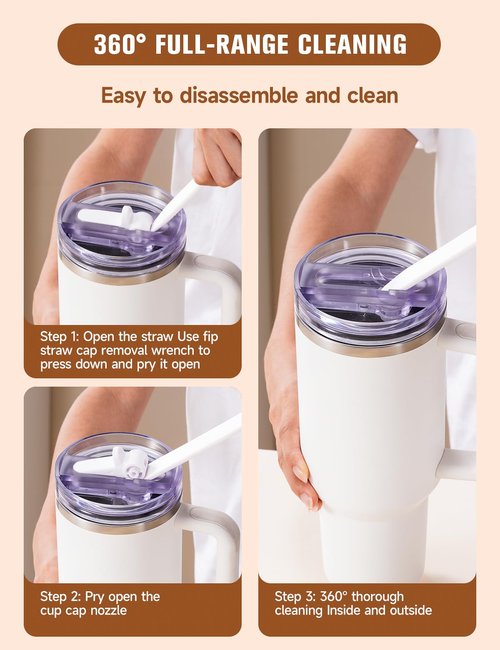 2 Pack Detachable ProTour Lid with Stanley, for Stanley Lids 40 oz Leakproof, 40oz Flip Straw Lid for Stanley, for Stanley No Spill 40 oz Tumbler Lids, Cup Accessories for Stanley (Clear and white)
