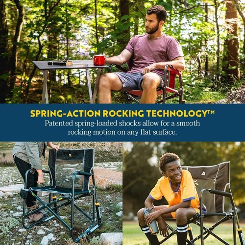 GCI Outdoor Freestyle Rocker Camping Chair - Portable Folding Rocking Chair with Drink Holder & Comfortable Backrest - Indigo Blue