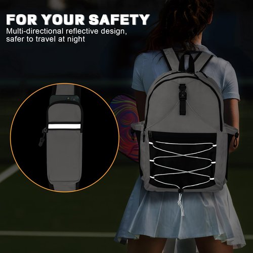 TEUEN Pickleball Bag, Pickleball Backpack for Men Women, Large Capacity Sports Pickleball Paddle Bag, Adjustable Crossbody Sling Bag Pickle Ball Bag with Fence Hook Water Bottle Holder