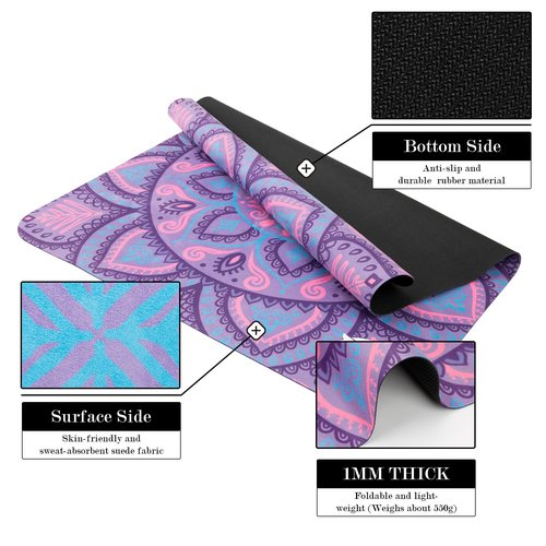 JOOEER Pilates Mat, Non-Slip Foldable Mat for Gym & Fitness, Purple