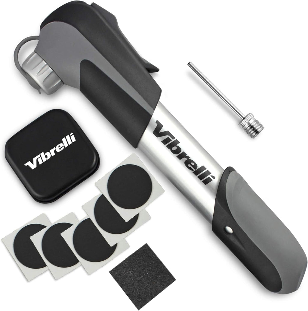 Vibrelli Mini Bike Pump - 120 PSI Presta & Schrader Tire Pump for Road & MTB - No Valve Change Required