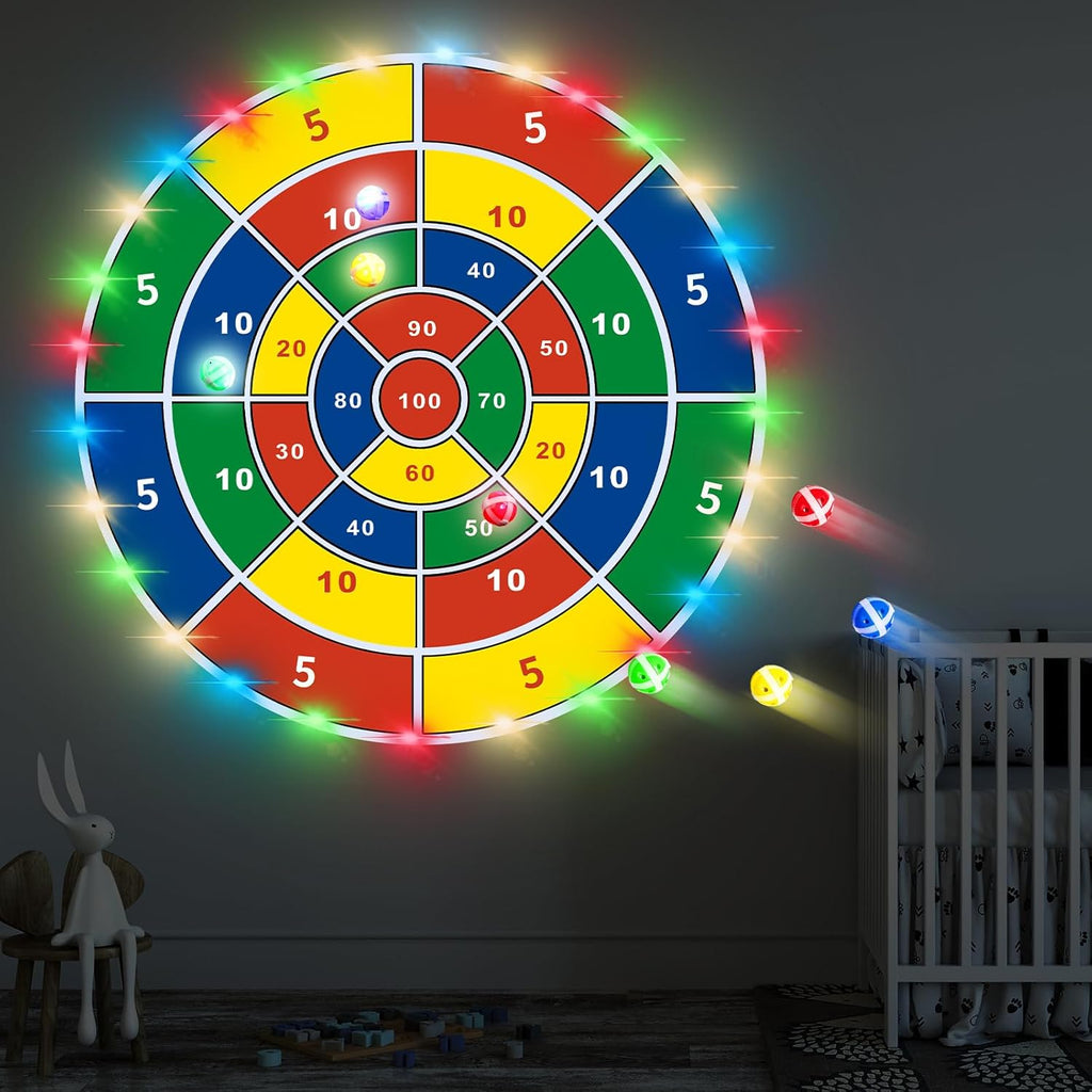 Skiennix 36" Large LED Dart Board - Double-Sided Fun with 20 LED Sticky Balls | Indoor & Outdoor Game
