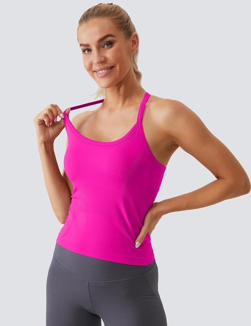 MathCat Workout Tank Tops - Sleeveless Athletic Shirts with Built-In Bra for Women | Seamless Racerback Design