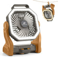 Odoland Portable Rechargeable Fan with 20000mAh Battery & LED Lantern - Brown