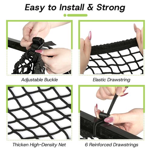 WEIMELL 4 Passenger Golf Cart Cargo Net for Club Car EZGO Yamaha Adjustable Elastic Storage Net Black Washable Grocery Shopping Bag