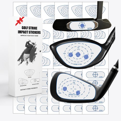 FINGER TEN Golf Impact Tape 75/150/375 Pcs Value Set Golf Club Impact Stickers Labels for Driver Woods Irons Putters, Self-Teaching Training Aid for Swing Practice (375Pcs-Right Handed Golfer)