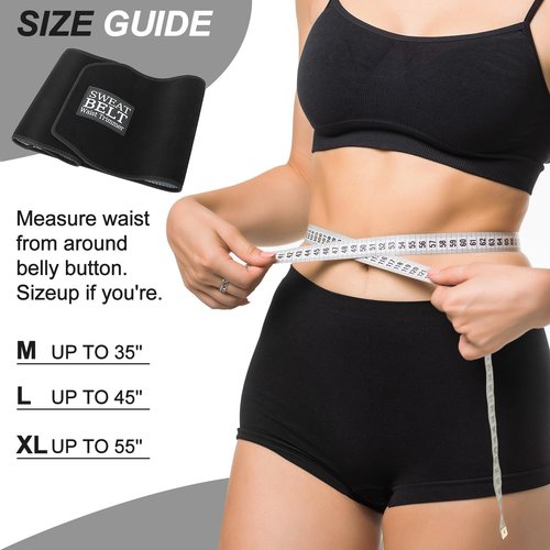 ZPP Waist Trimmer for Women and Men, Sweat Belt Band Belly Stomach Wrap Black/Silver
