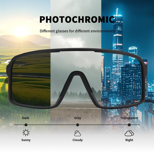 WGKVP Photochromic Cycling Glasses Men Sports Sunglasses Women for Running Bike Goggles Bicycle, Black