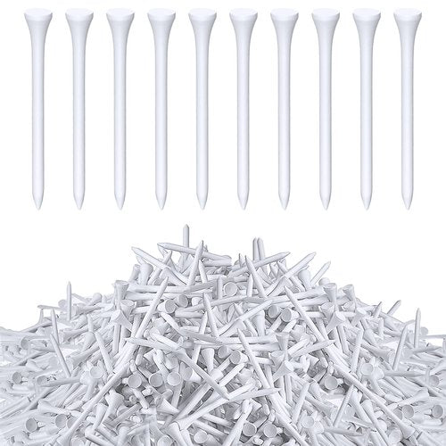 Vinsot 1000 Pcs Golf Tees Bulk 3-1/4 '' Wooden Bamboo Tees Decoration for Men Women Clubs Golf Ball Theme Party Accessories School Supplies(White,Solid)