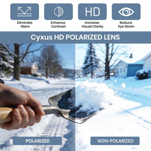 Cyxus Snow Shoveling Goggles for Men, Polarized Anti-Fog Windproof UV400 Protection Winter Gear Work P1584