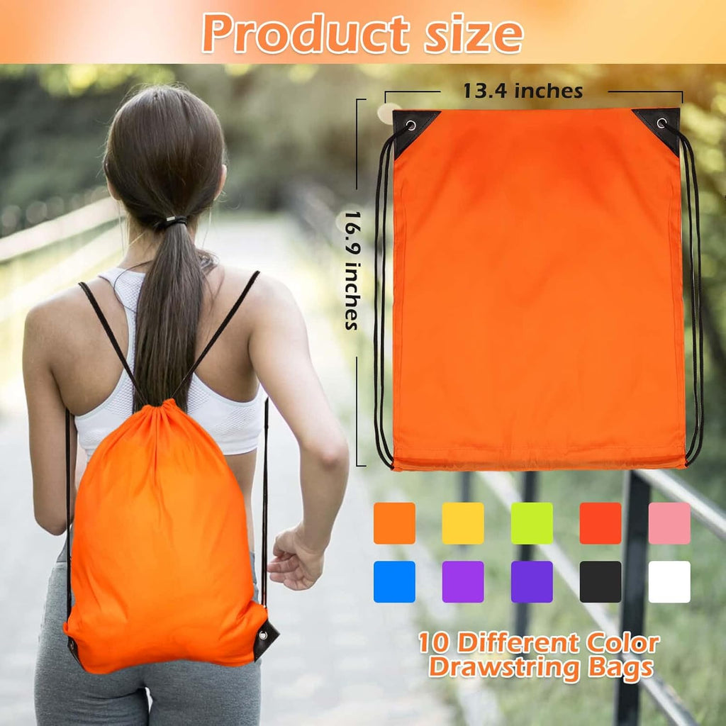 PAXCOO Drawstring Backpack Set - 30 Nylon Cinch Sacks in 10 Vibrant Colors for Sports & Events