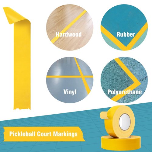 HolderProf Outdoor Pickleball Court Tape, 2in x 230FT - Sports Floor Marking Tape, 2in x 77yd - Pickleball Court Marking Kit| Multipurpose| Ultra Durable & Versatile (Yellow)