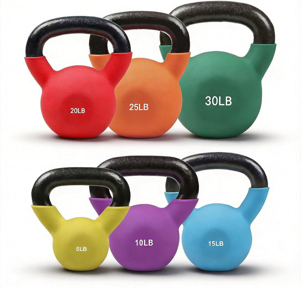 RitFit Kettlebell Weight Set - Neoprene Coated Solid Cast Iron for Enhanced Grip and Durability