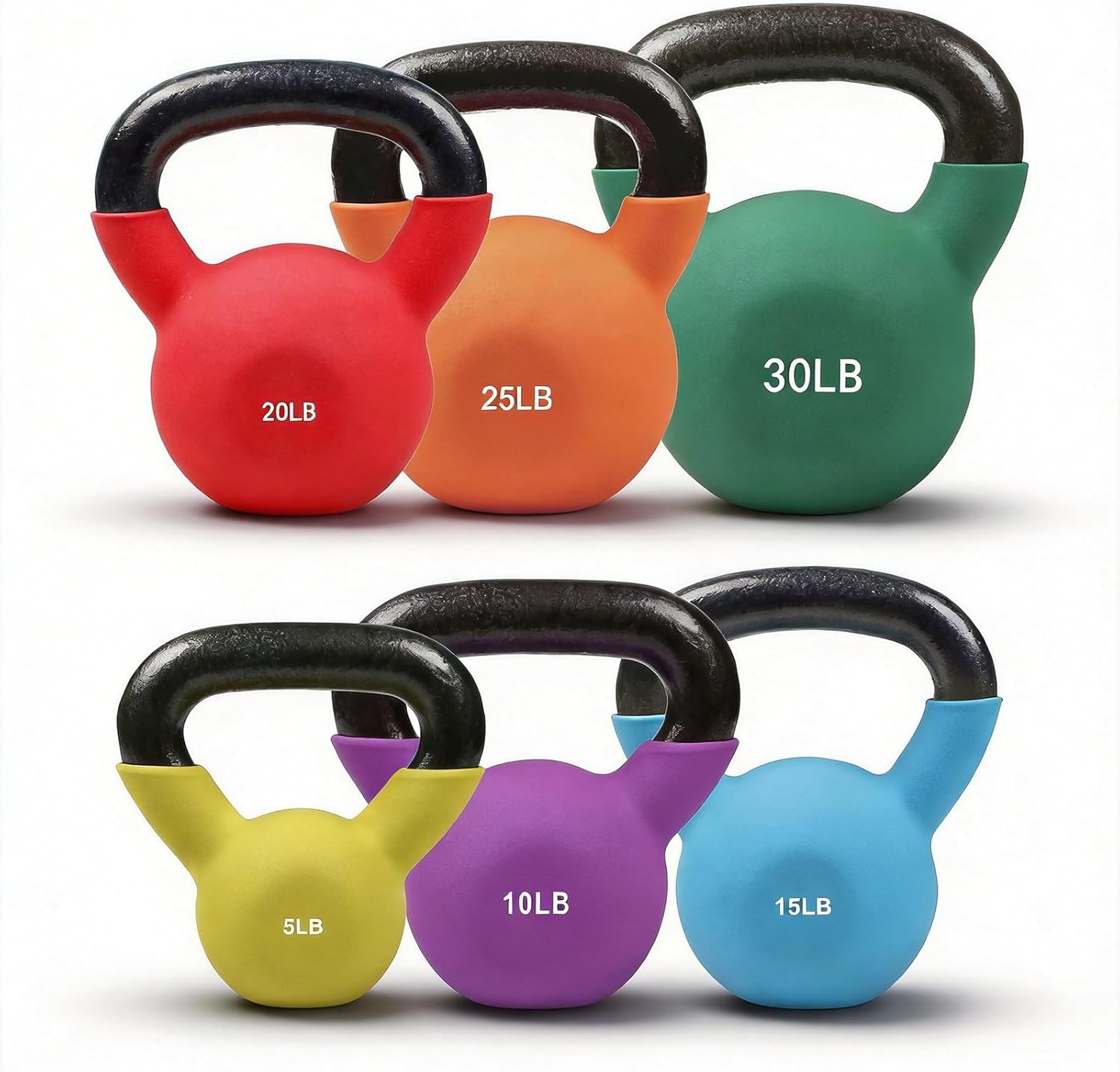 RitFit Kettlebell Weight Set - Neoprene Coated Solid Cast Iron for Enhanced Grip and Durability