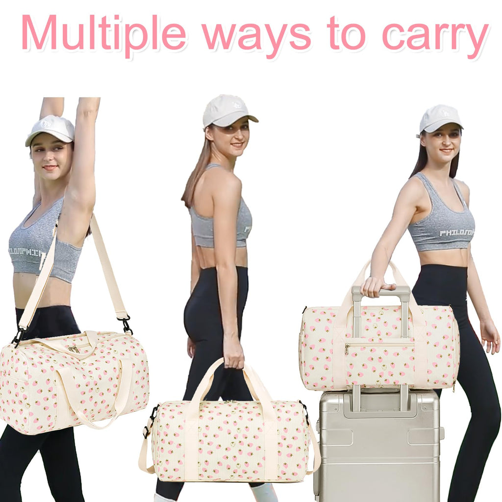 BLUBOON Duffle Bag Girls Kids Cute Gym Bag with Shoes Compartment & Wet Separation Waterproof Sports Overnight Travel Bag