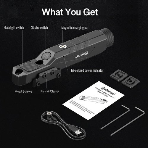 DEFENTAC Tactical Flashlight - 1600 Lumens with Momentary & Strobe Modes | Magnetic Rechargeable, Pressure Switch Compatible