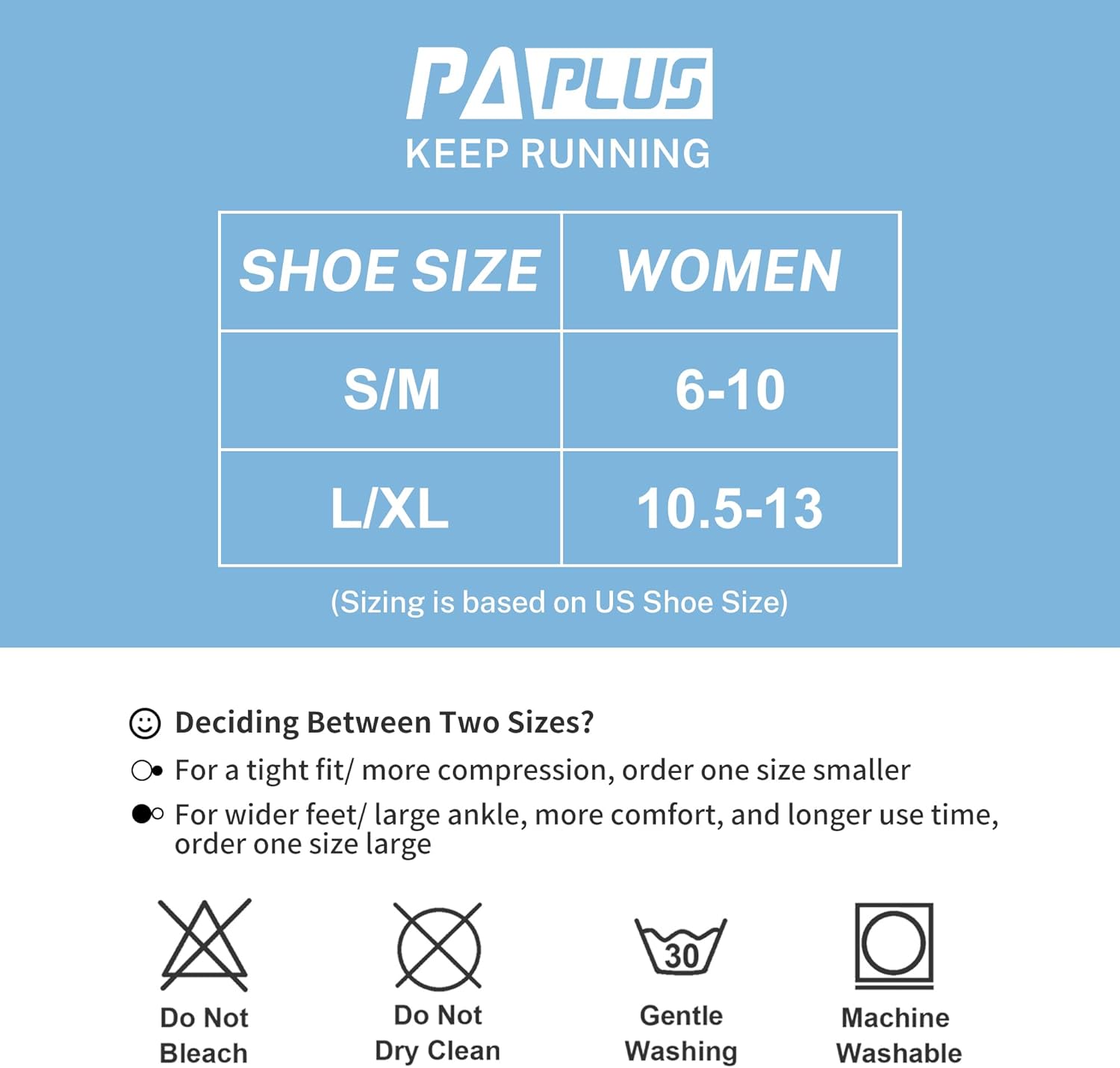 PAPLUS Compression Running Socks - 6 Pairs of Ankle Athletic Socks with Arch Support