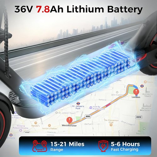 Electric Scooter - 500W Motor, 21 MPH Top Speed, 21 Miles Range | 8.5'' Tires for Adults & Teens