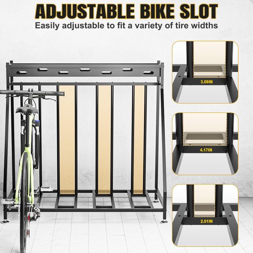 Hedyzone 4 Bike Stand Steady Bike Rack Garage with Baskets Storage Indoor Bike Storage Rack Metal Floor Bicycle Station for Parking Suitable for Mountain, Hybrid, Adult and Kids Bikes