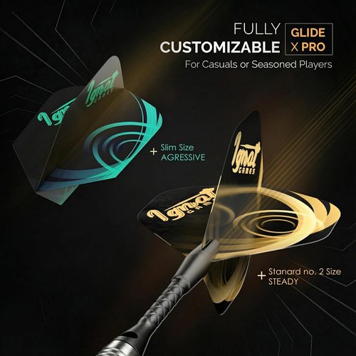 IgnatGames Steel Tip Dart Set - Brass Barrels & Tempered Steel Points | Includes Aluminum Shafts & 16 Flights