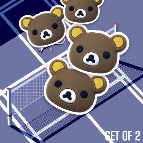 KOZUKI Tennis Shock Absorber Cute, Cute Tennis Racket Dampeners, Tennis Racket Shock Absorber Pink, Animal Tennis Dampeners Set 0f 2 for Adults for Kids (Bear)