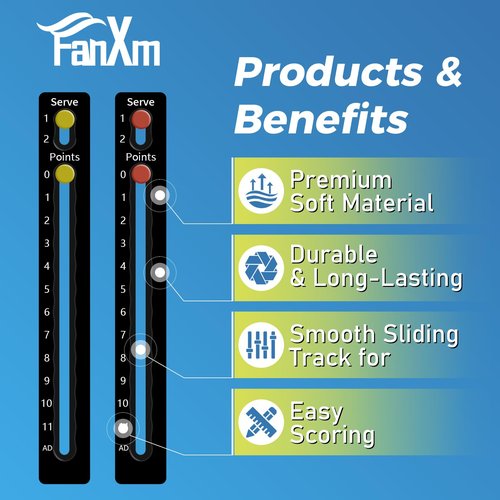 FanXm Pickleball Score Keeper for Rackets Paddles, Mini Lightweight Scorekeeper, Easily Mounted, Points and Server, Set of 2, 2 Pieces (Black)