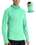 Roadbox UPF 50+ Men’s Sun Hoodie with Face Mask – Mint Green, Large