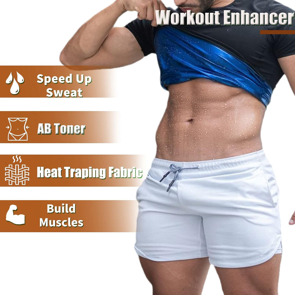 Skiennix Sauna Sweat Suit - Men's Compression T-Shirt for Workout & Gym | Sports Shapewear