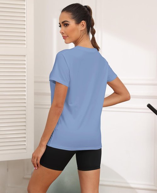 KevaMolly Workout Tops for Women - UPF50+ Breathable Loose Fit Yoga T-Shirts | Short Sleeve Athletic Tee