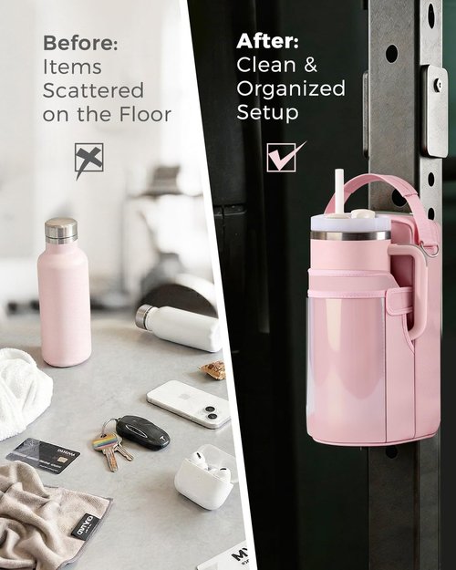 Magnetic Gym Bag for Women - Water Bottle Holder & Touchscreen Pocket | 4 Built-in Magnets, Fits 40oz Tumbler