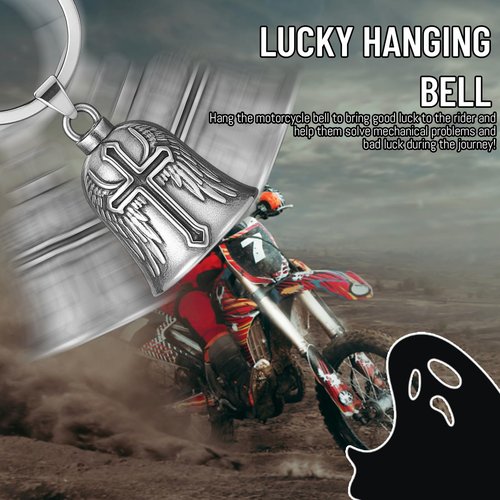 Motorcycle Bell, Keychain Accessories Biker Gifts Black Motorcycle Set Symbolic Safety Accessory for Riders Men Women Guard Riding
