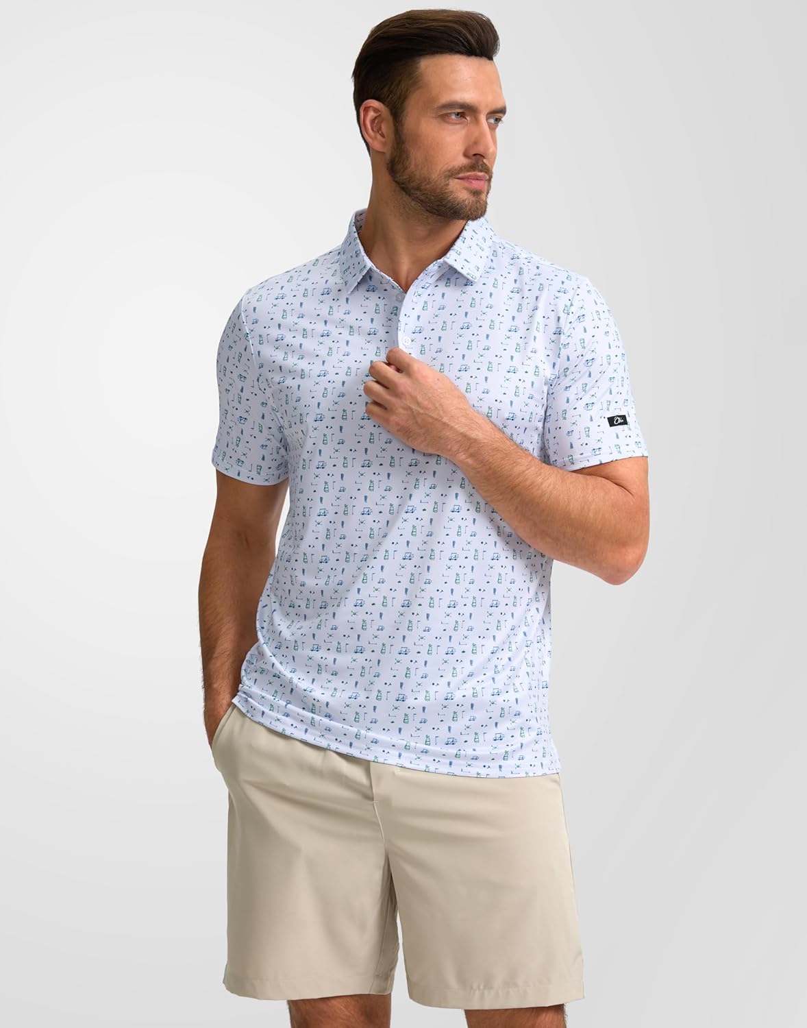 Obla Men's Golf Polo Shirt - Short Sleeve Moisture-Wicking Performance in Casual Print Design