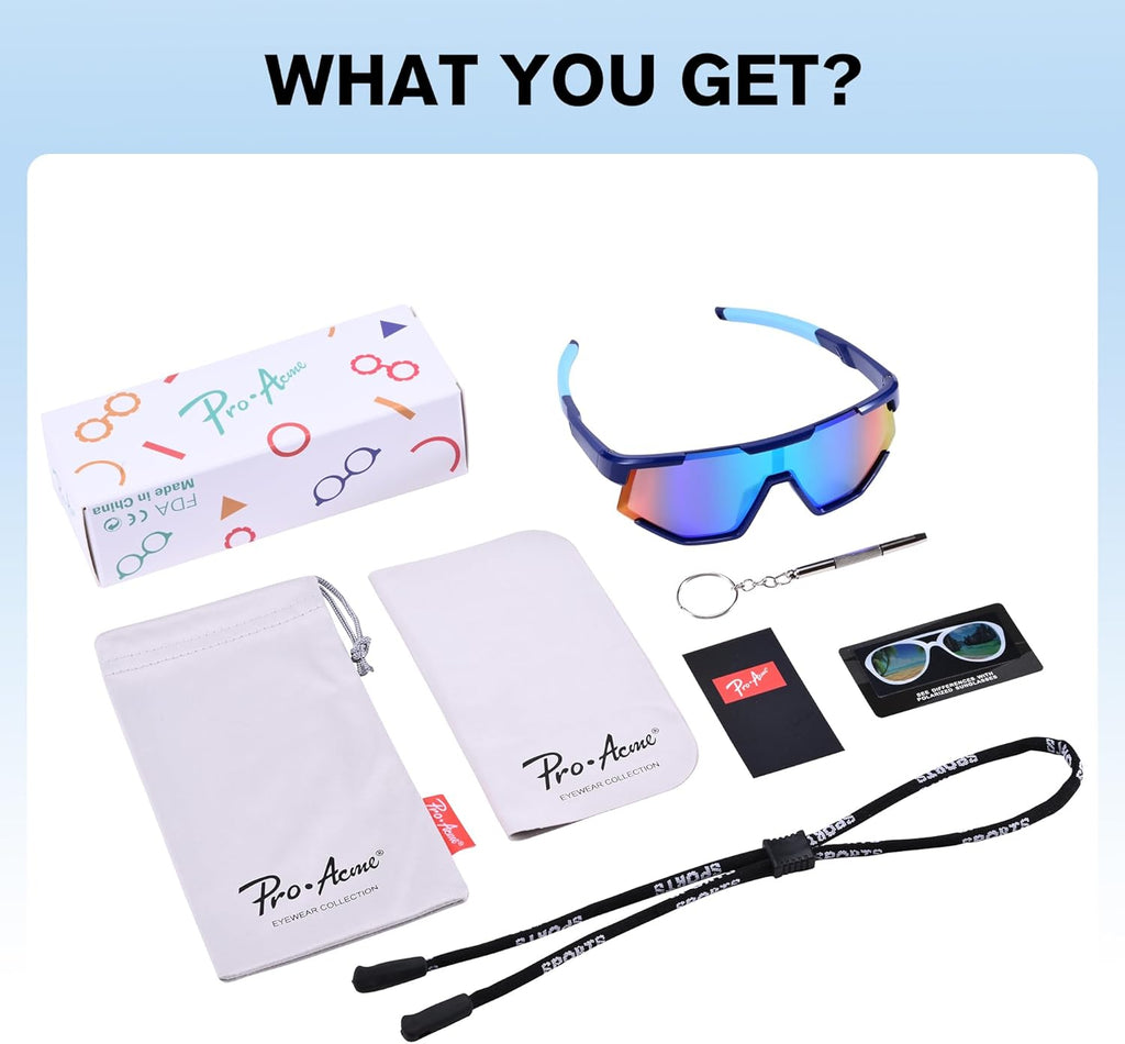 Pro Acme Kids Baseball Sunglasses - Polarized Unbreakable Sports Glasses for Ages 6-12